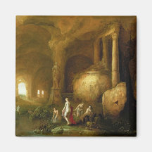 Nymphs Bathing by Classical Ruins Refrigerator Magnets