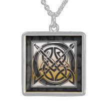 O Initial Monogram "Celtic Black Stone" Necklaces