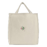 O monogram floral butterfly embroidered tote bag