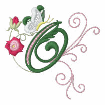 O monogram floral butterfly embroidery ladies polo