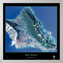 Oahu, Hawaii satellite poster
