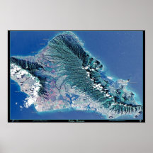 Oahu, Hawaii satellite poster