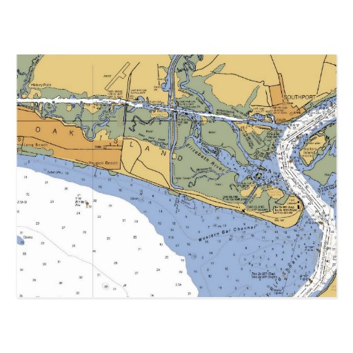 Oak Island, NC Nautical Chart Postcard Zazzle