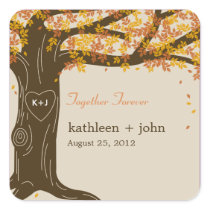 Oak Tree Fall Wedding Favour Sticker