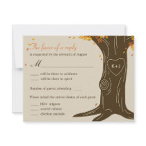 Oak Tree Fall Wedding RSVP Card w/ Menu Selection