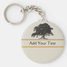 Oak Tree Plantation in Gold Keychain