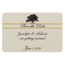 Oak Tree Plantation in Gold Save the Date Rectangle Magnets