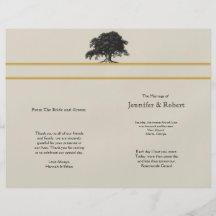 Oak Tree Plantation in Gold Wedding Program Flyers
