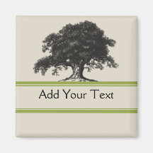 Oak Tree Plantation in Green Fridge Magnets