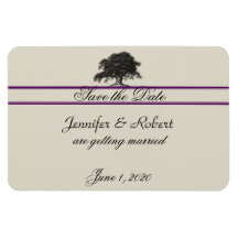 Oak Tree Plantation in Purple Save the Date Magnets
