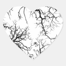 oak tree silhouette heart stickers