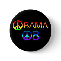 Obama 08 Rainbow Peace Sign Buttons