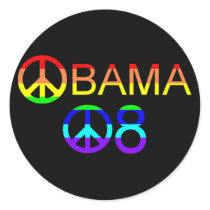 Obama 08 Rainbow Peace Sign Stickers