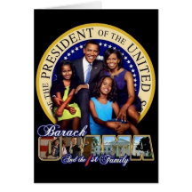 OBAMA-1ST FAMILY-Greeting Card