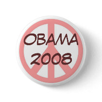 Obama 2008 Button Pink Brown