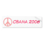 Obama 2008 Pink Peace Bumper Sticker