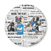 Obama 44 Newspaper Magnet with headline background