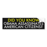 OBAMA ASSASSINATES, AMERICAN CITIZENS?, DID YOU... BUMPER STICKERS