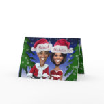 Obama Barack and Michelle Obama Caricature Holiday cards