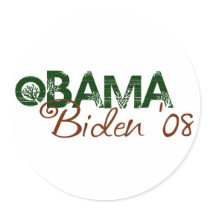 Obama Biden 2008 (Green Edition) Round Sticker