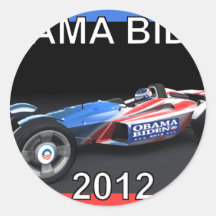 Obama Biden 2012 Racing Car Round Stickers