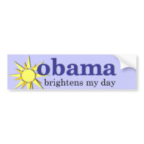 Obama brightens my day - in sky blue! bumper stickers