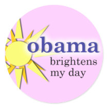 Obama brightens my day - pink stickers