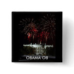 OBAMA BUTTON, FIREWORKS AT THE WHITE HOUSE
