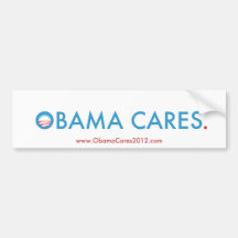 OBAMA CARES 2012 Bumper Sticker (White & Lt Blue)
