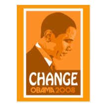 Obama - Change Dark Orange Postcard
