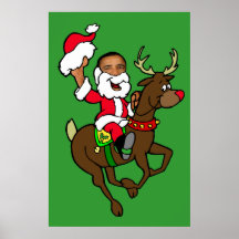 Obama Christmas Reindeer Santa Claus gifts Print