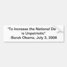 Obama Debt Quote Bumper Stickers