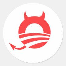 OBAMA DEVIL ROUND STICKER