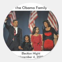 Obama Family Election Night Round Sticker