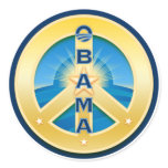Obama GoldStar Peace Stickers, on white