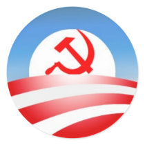 Obama is a communist round stickers