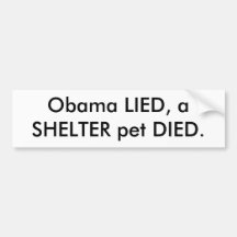 Obama LIED, a SHELTER pet DIED. Bumper Stickers