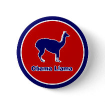 Obama Llama Blue Outline Button