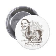 Obama Llama Presidential Gear Pinback Button