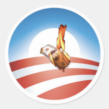 Obama Logo Burning Money Sticker