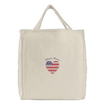 Obama Mama Embroidered Heart Tote Embroidered Bag