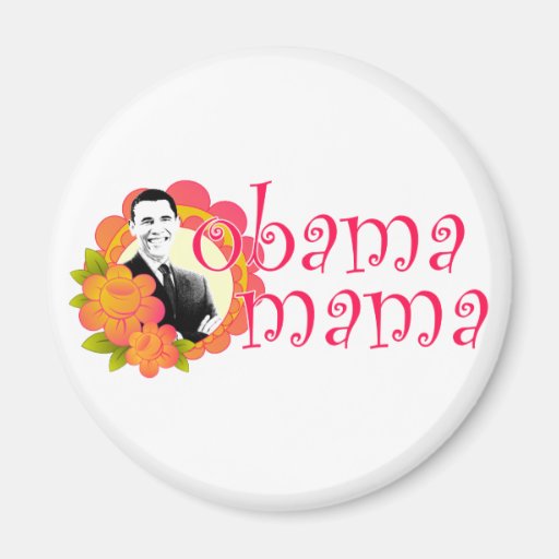 obama mama : flowered window : refrigerator magnet