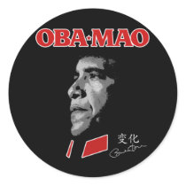 Obama Obamao OBA-MAO Mao Round Sticker