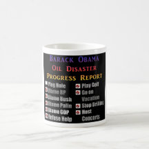 Obama oil spill progress report coffee mug
