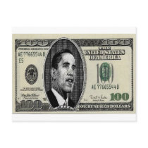 Obama on $100 bill postcards