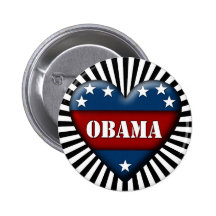 obama : patriotic heart : pinback buttons