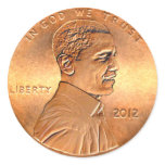 Obama Penny 2012 Edition Round Sticker