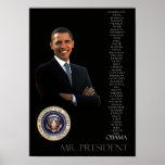 Obama Poster - list of all 44 presidents