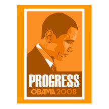 Obama - Progress Dark Orange Postcard