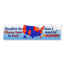 Obama - Red States Reverse Elec Map Bumper Sticker